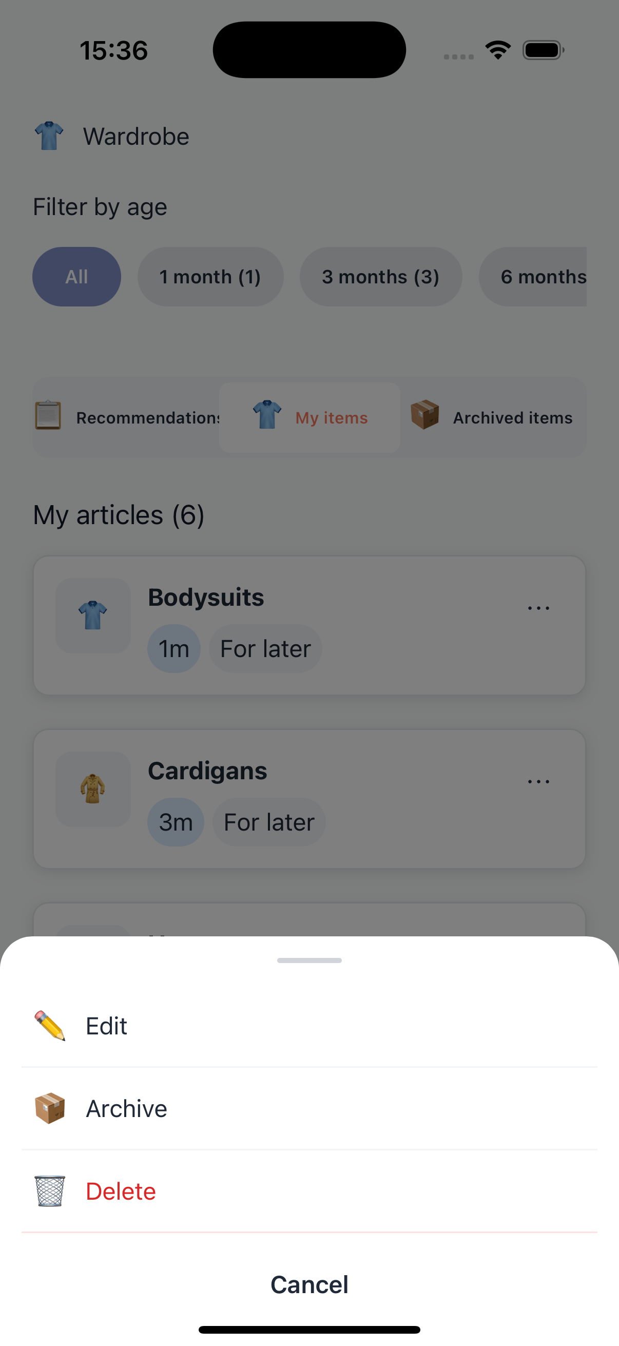 Edit and manage your inventory