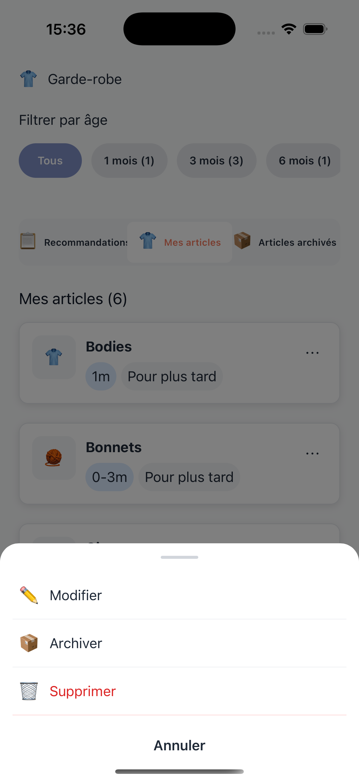 Modifiez et gérez votre inventaire
